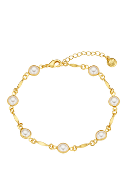 Orelia Rose Water Opal Link Chain Bracelet, Gold/Pink, Gold/Natural