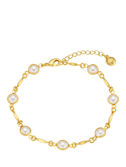 Orelia Rose Water Opal Link Chain Bracelet, Gold/Pink - view 2, Gold/Natural
