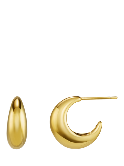 Orelia LUXE Tapered Dome Hoop Earrings, Pale Gold, Pale Gold