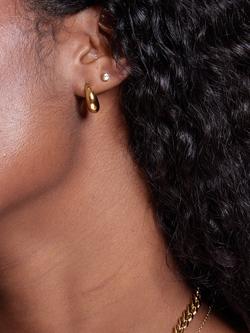 Orelia LUXE Tapered Dome Hoop Earrings, Pale Gold - view 2, Pale Gold