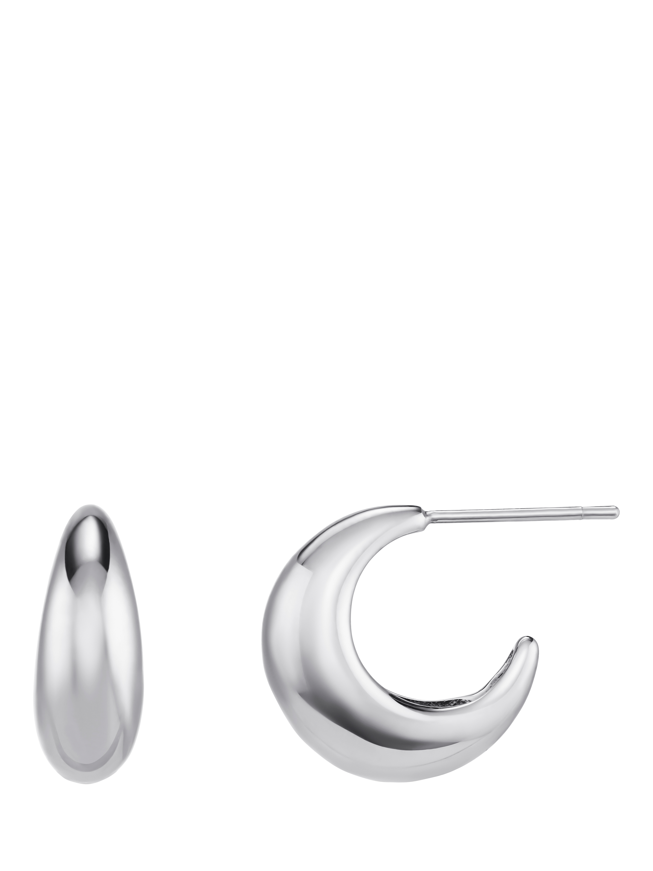 Product image 1 of 2, which shows Orelia LUXE Tapered Dome Hoop Earrings, Silver