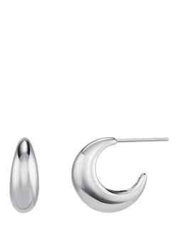 Orelia LUXE Tapered Dome Hoop Earrings, Silver, Silver