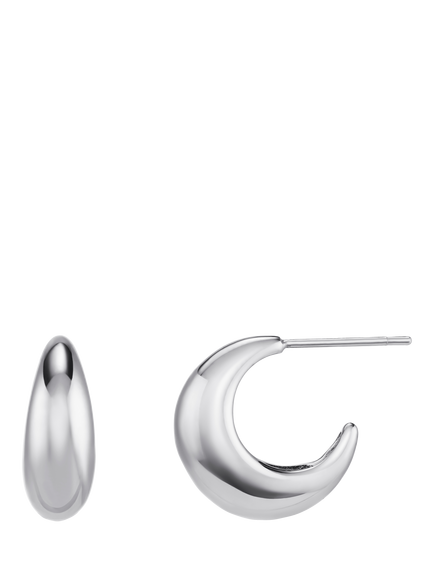 Orelia LUXE Tapered Dome Hoop Earrings, Silver, Silver