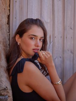 Orelia LUXE Tapered Dome Hoop Earrings, Silver - view 2, Silver