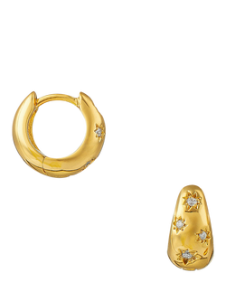 Orelia Tapered Crystal Starburst Huggie Hoop Earrings, Crystal