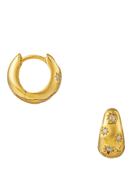 Orelia Tapered Crystal Starburst Huggie Hoop Earrings, Crystal