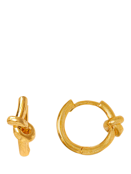 Orelia Polished Knot Huggie Hoop Earrings, Pale Gold, Pale Gold
