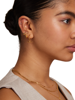 Orelia Polished Knot Huggie Hoop Earrings, Pale Gold - view 2, Pale Gold