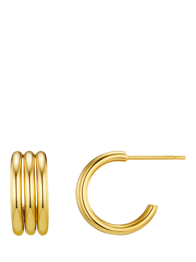 Product image 1 of 1, which shows Orelia Linear Small Hoop Earrings, Pale Gold