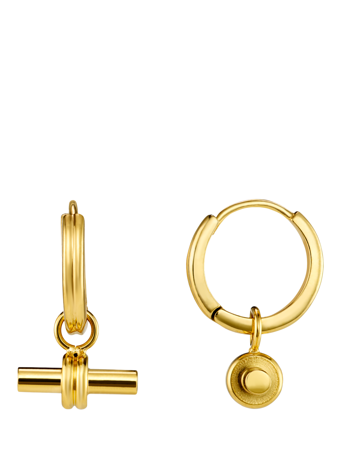 Product image 1 of 2, which shows Orelia LUXE Linear T-Bar Drop Hoop Earrings, Pale Gold