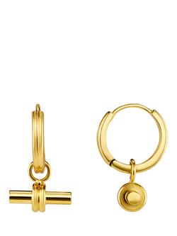 Orelia LUXE Linear T-Bar Drop Hoop Earrings, Pale Gold