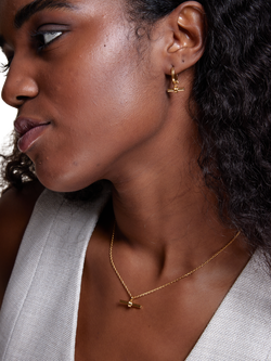 Orelia LUXE Linear T-Bar Drop Hoop Earrings - view 2, Pale Gold