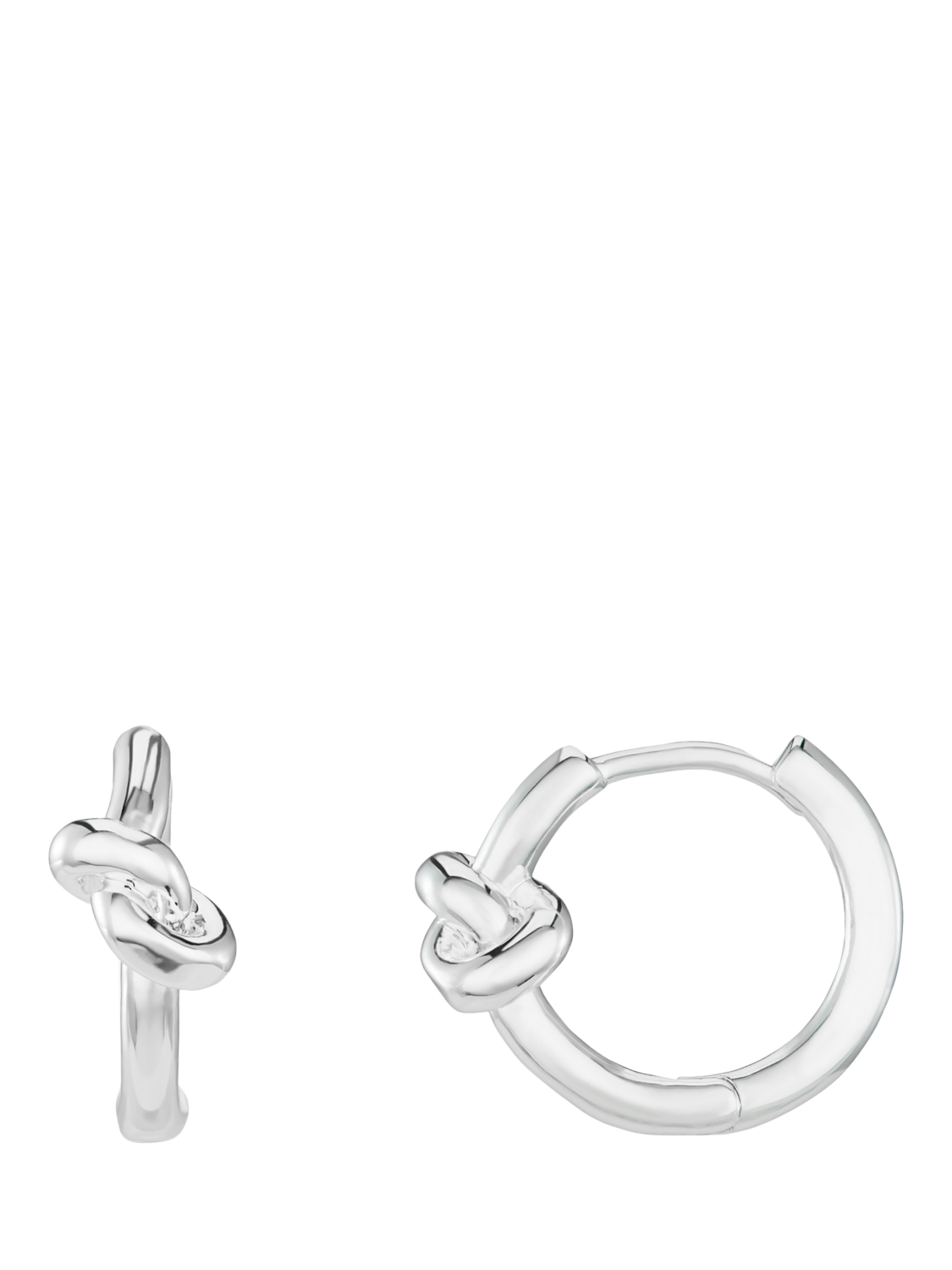 Product image 1 of 2, which shows Orelia Polished Knot Huggie Hoop Earrings, Silver