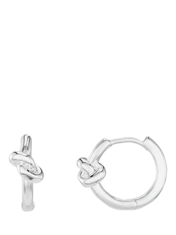 Orelia Polished Knot Huggie Hoop Earrings, Silver, Silver