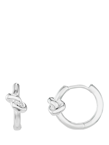 Orelia Polished Knot Huggie Hoop Earrings, Silver, Silver