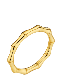 Orelia Bamboo Ring, Pale Gold, Small/Medium, Pale Gold