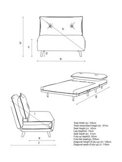 John Lewis Chair Bed, Dark Leg, Navy Blue - view 2, Navy Blue