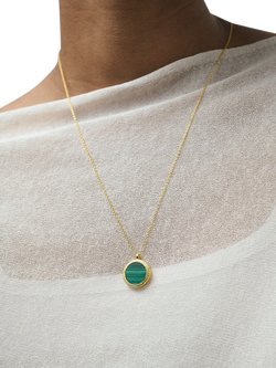 Astley Clarke Polaris Malachite Locket Necklace, Gold - view 2, Gold/Green
