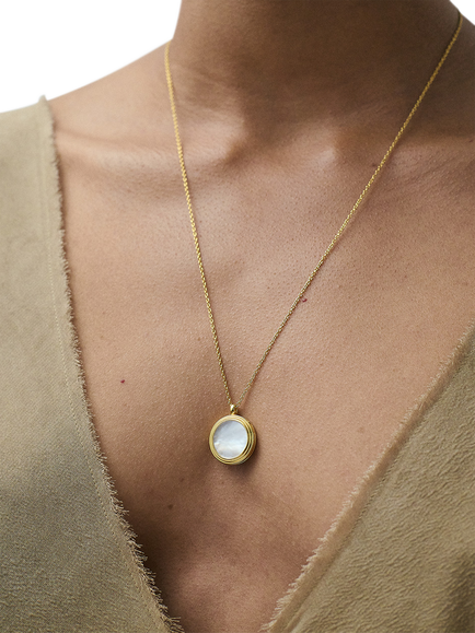 Astley Clarke Stilla Mother Of Pearl Necklace, Gold/White - view 2, Gold/White