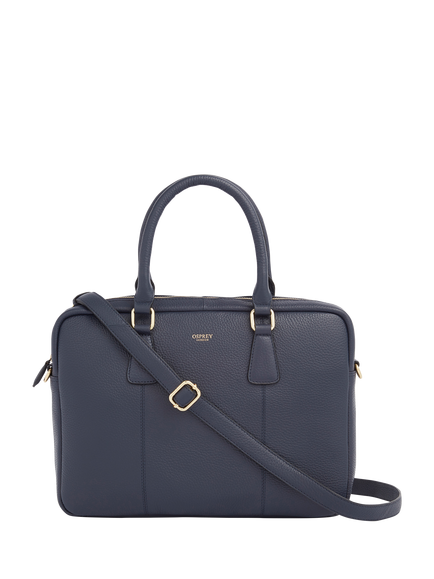OSPREY LONDON Adaline Leather Laptop Bag, Navy