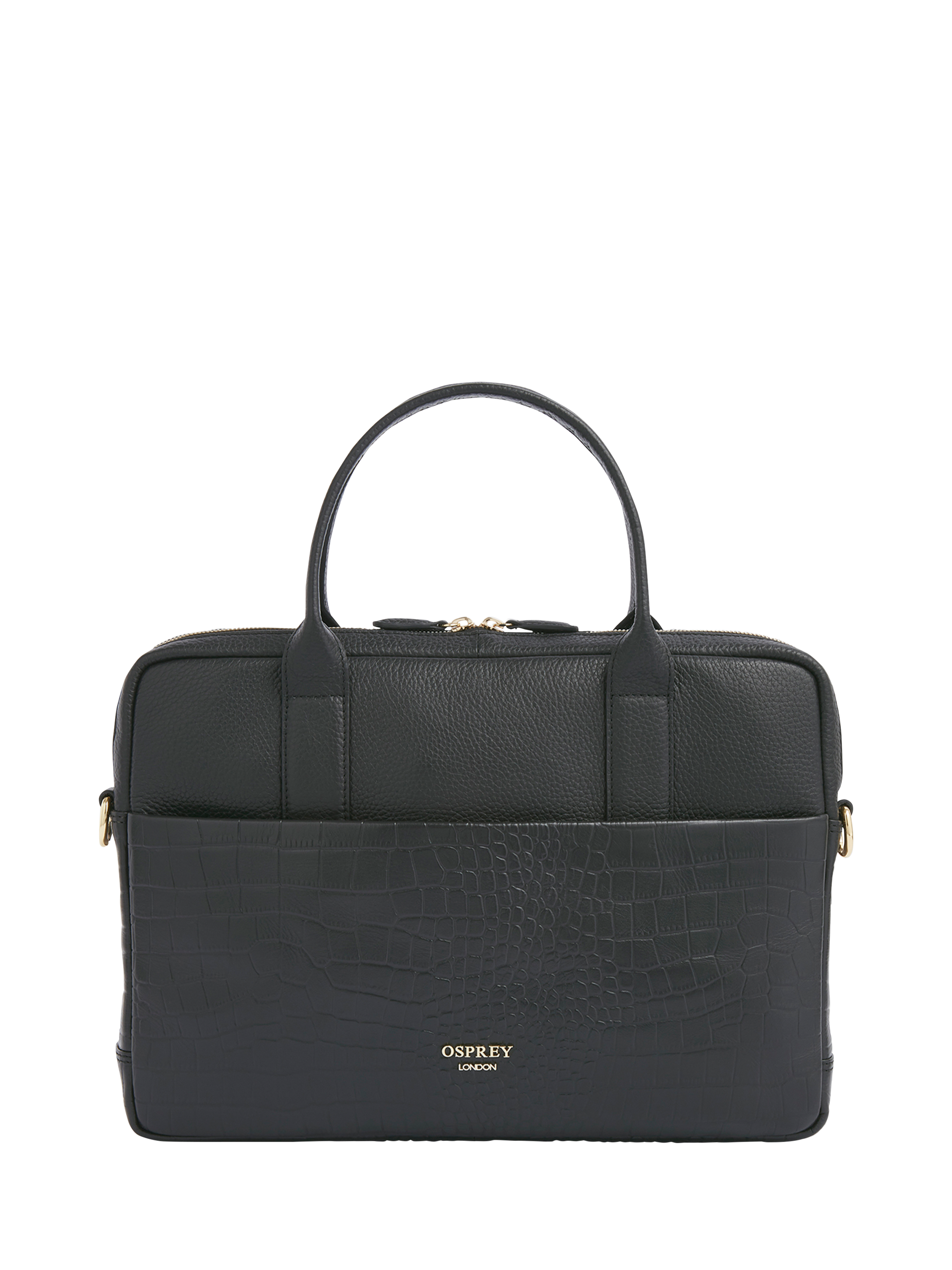 Product image 1 of 4, which shows OSPREY LONDON Kellie Leather Laptop Bag, Black