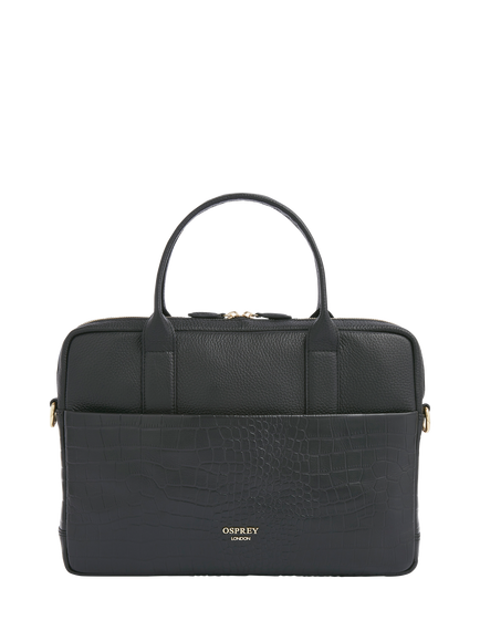 OSPREY LONDON Kellie Leather Laptop Bag, Black