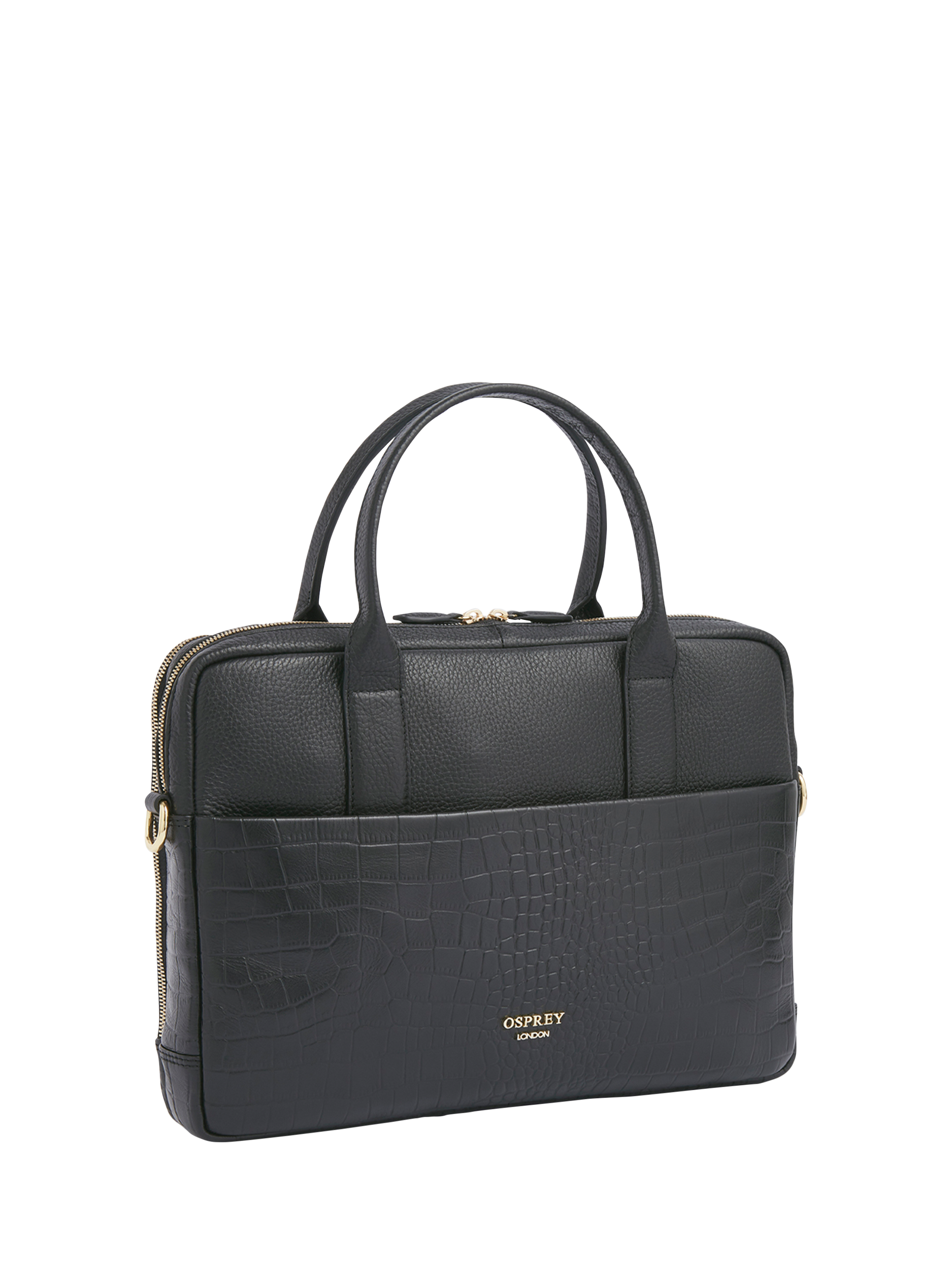 Product image 2 of 4, which shows OSPREY LONDON Kellie Leather Laptop Bag, Black