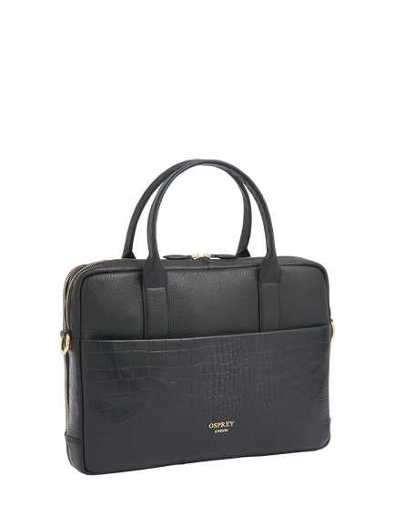 OSPREY LONDON Kellie Leather Laptop Bag - view 2, Black