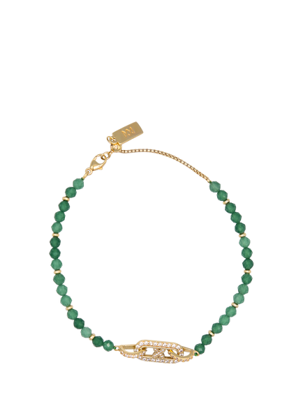 My Jewellery List Tess Daly Kiss Chain Link Friendship Bracelet, Yellow Gold/Aventurine