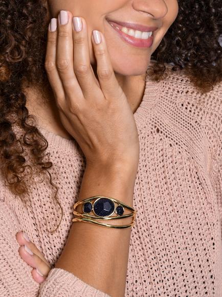 My Jewellery List Tess Daly Chunky Semi-Precious Bangle, Yellow Gold - view 2, Yellow Gold