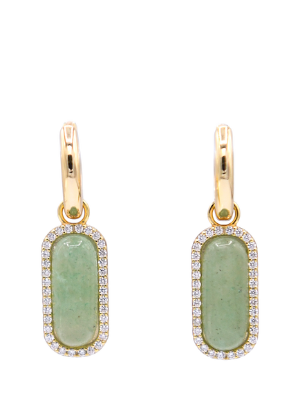 My Jewellery List Tess Daly Mini Hoop Drop Earrings, Yellow Gold/Aventurine