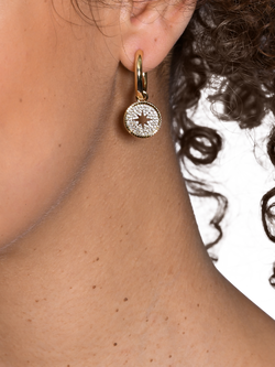 My Jewellery List Tess Daly North Star Mini Hoops, Yellow Gold - view 2, Yellow Gold