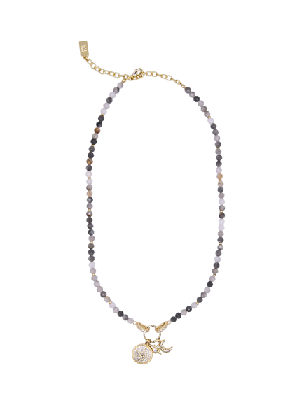 My Jewellery List Tess Daly North Star Charm Beaded Necklace, Yellow Gold, Yellow Gold