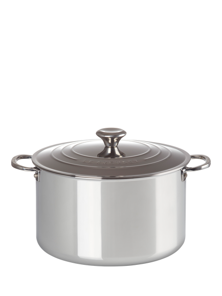 Le Creuset Signature 3-Ply Stainless Steel Stockpot and Lid, 28cm, Stainless Steel