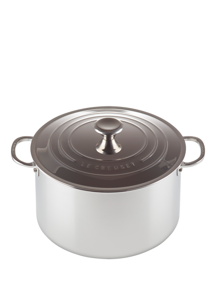 Le Creuset Signature 3-Ply Stainless Steel Stockpot and Lid, 28cm - view 2, Stainless Steel