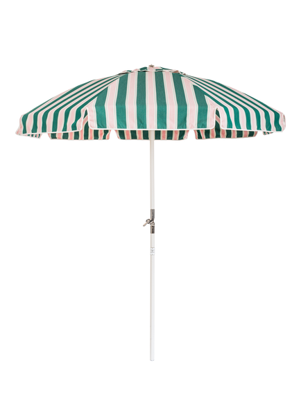 Business & Pleasure Co. Club Umbrella Striped Garden Parasol, 2m, Bistro Green, Green