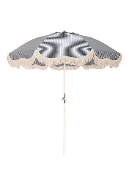 Business & Pleasure Co. Club Umbrella Lauren Stripe Garden Parasol, 2m, Navy, Navy
