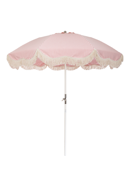 Business & Pleasure Co. Club Umbrella Lauren Stripe Garden Parasol, 2m, Pink, Pink