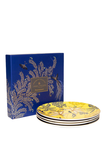 Sara Miller Anniversary Collection Fine China Cake Plates, Set of 4, 20.4cm, Multi