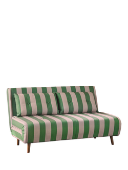 MADE Haru Stripe Sofa Bed, W124cm, Green, Green