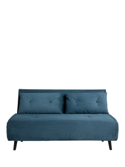 MADE Haru Cord Sofa Bed, W146cm, Steel Blue, Steel Blue