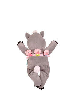 Bigjigs Toys Big Bad Wolf & 3 Little Pigs Hand & Finger Puppet Set - view 2, Multi