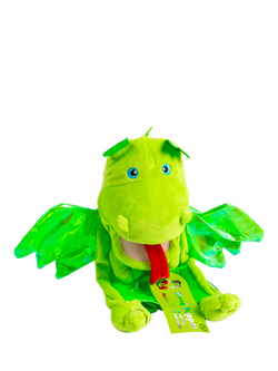 Bigjigs Toys Fiesta Crafts Green Dragon Moving Mouth Hand Puppet - view 2, Multicoloured