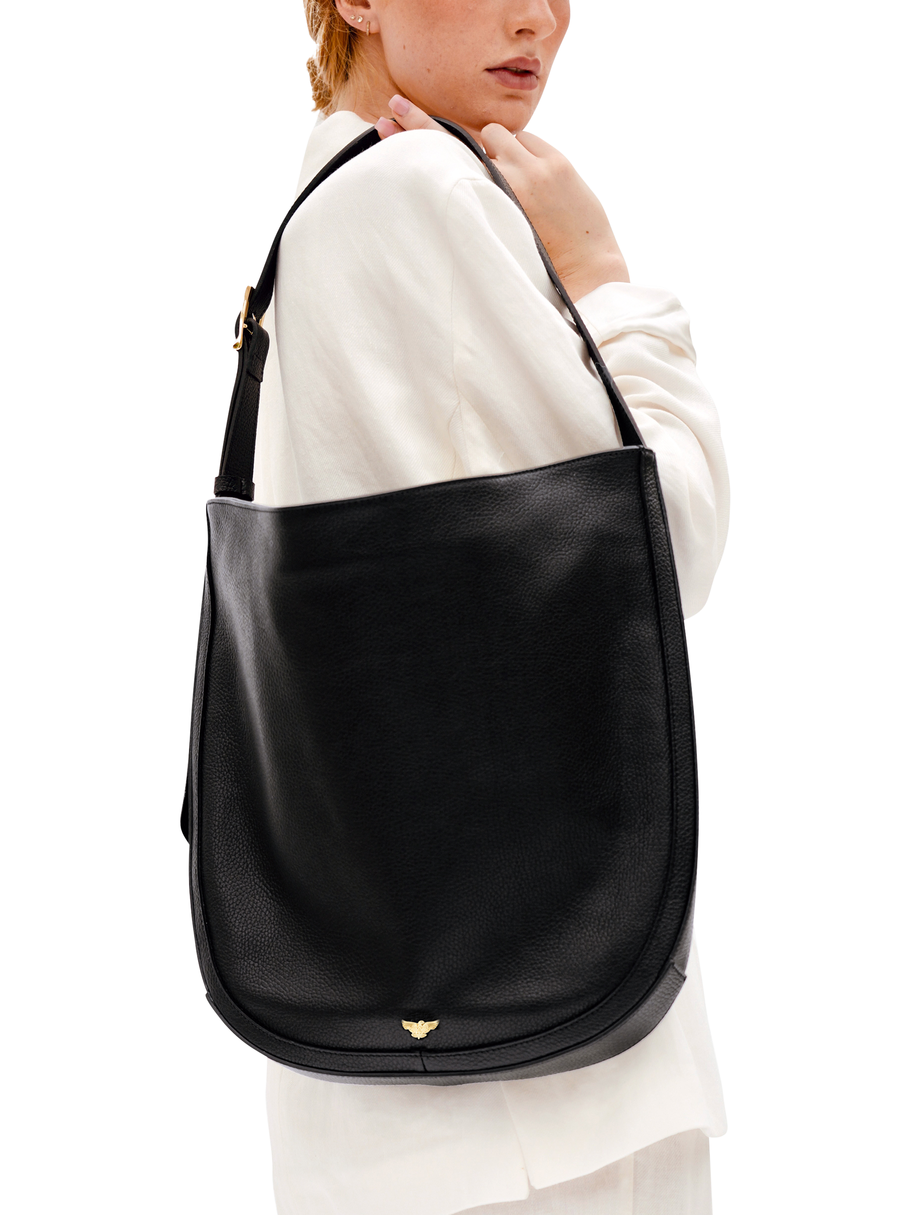 Product image 2 of 5, which shows Apatchy London Emma Leather Shoulder Bag, Black