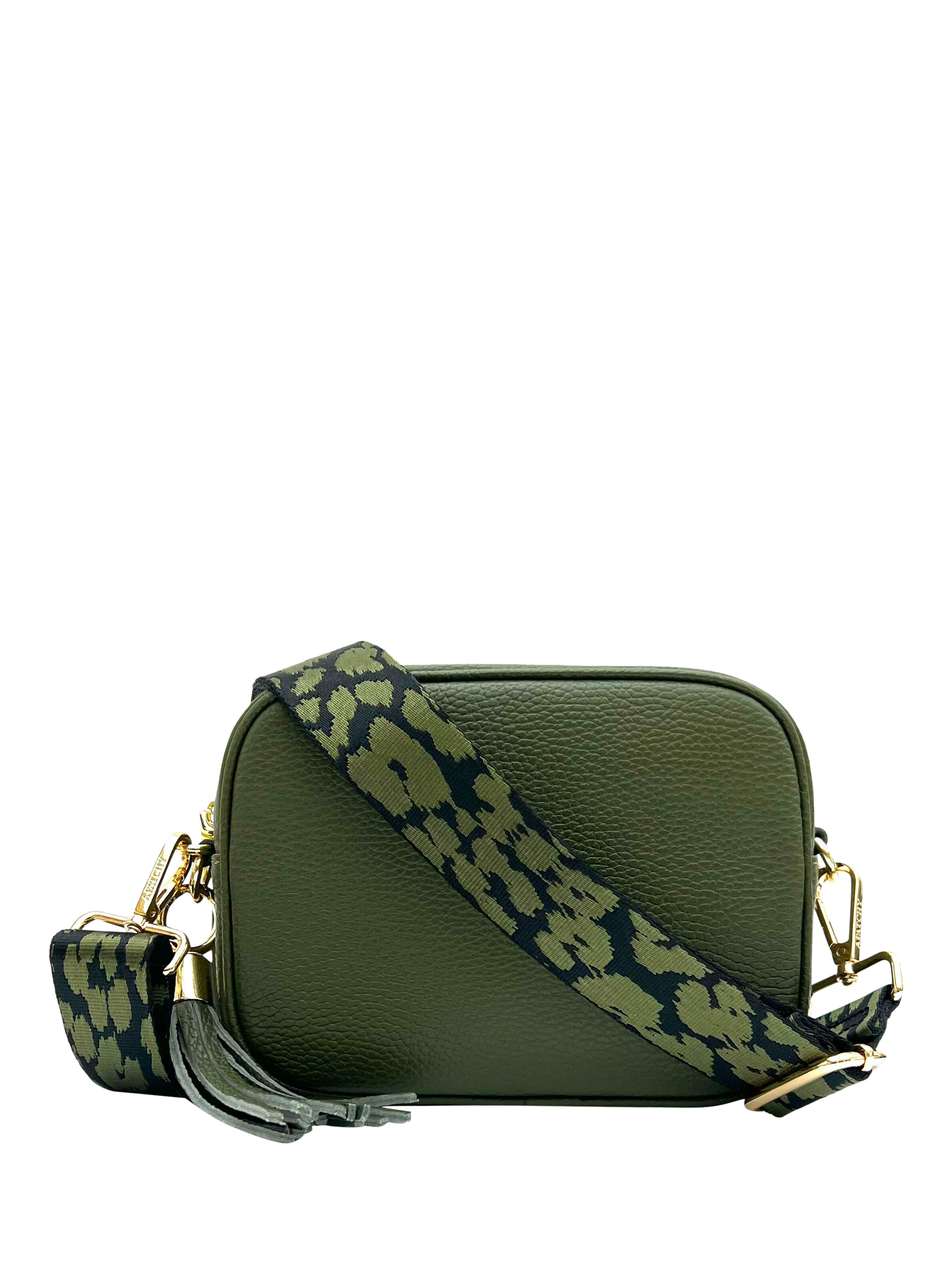 Product image 1 of 5, which shows Apatchy London Leather Crossbody Bag, Olive