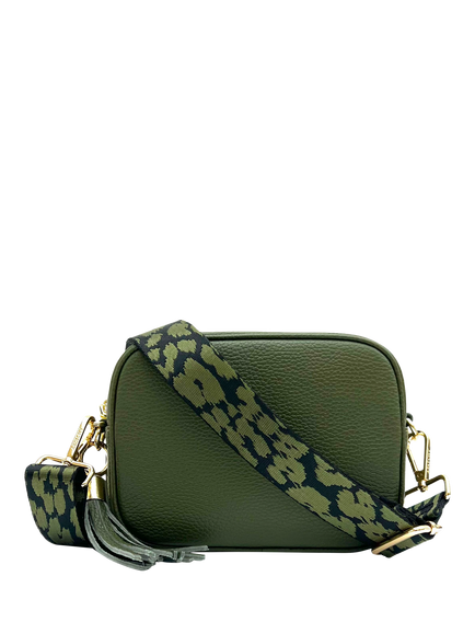 Apatchy London Leather Crossbody Bag, Olive
