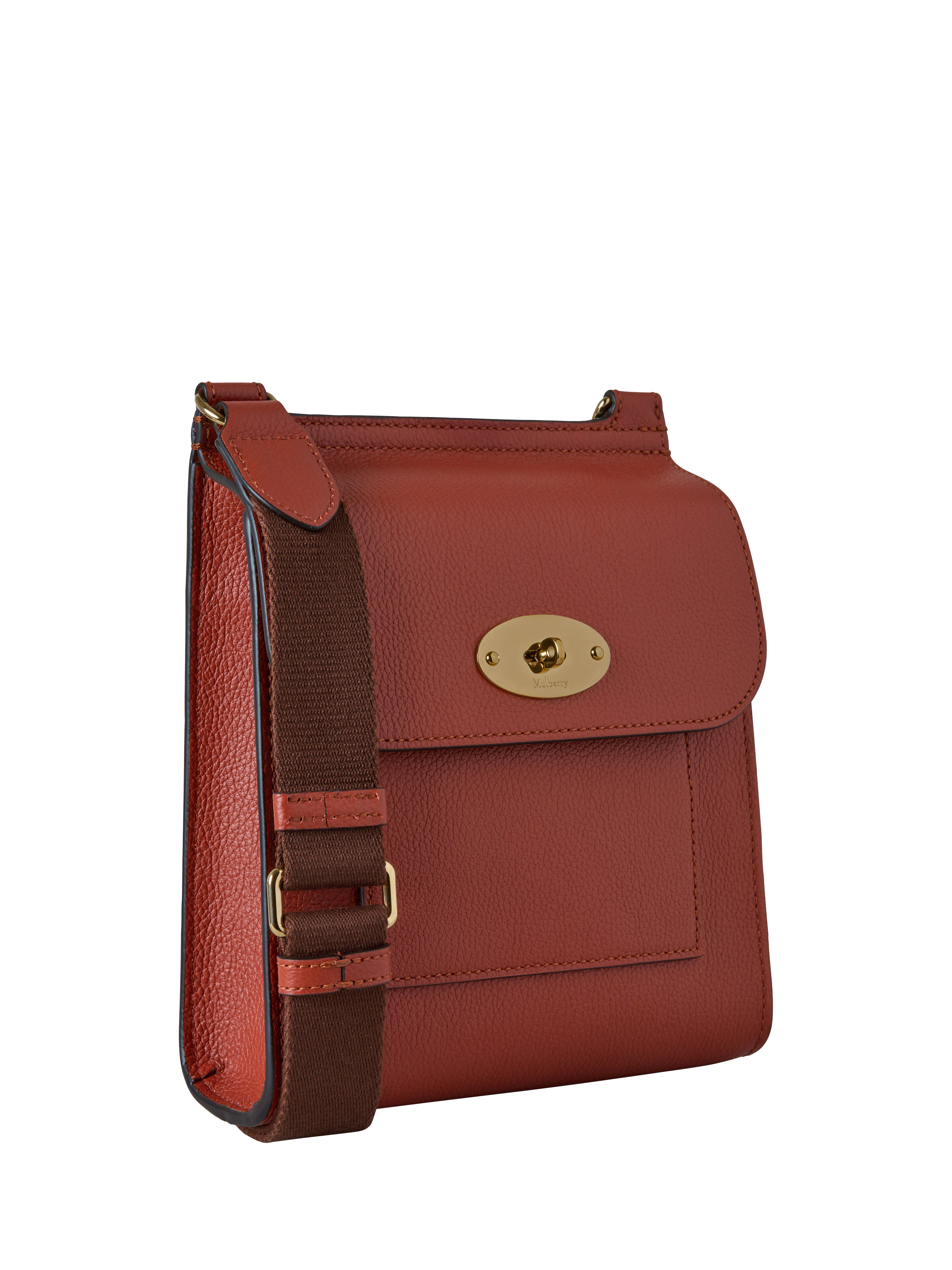 Product image 3 of 5, which shows Mulberry Small Antony Classic Grain Leather Satchel, Rust