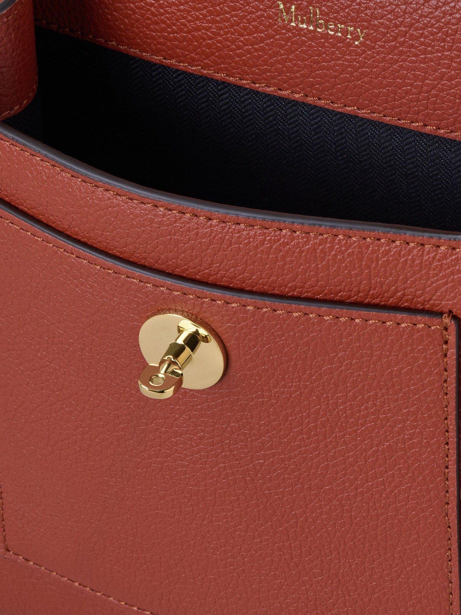Product image 4 of 5, which shows Mulberry Small Antony Classic Grain Leather Satchel, Rust