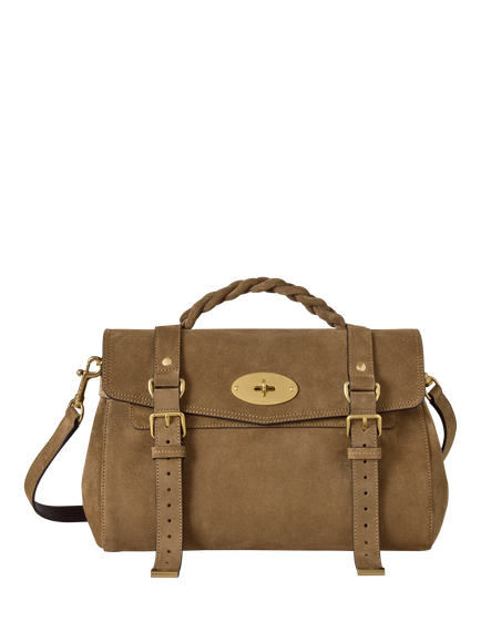 Mulberry Alexa Suede Satchel Bag, Salcombe Sand, Salcombe Sand