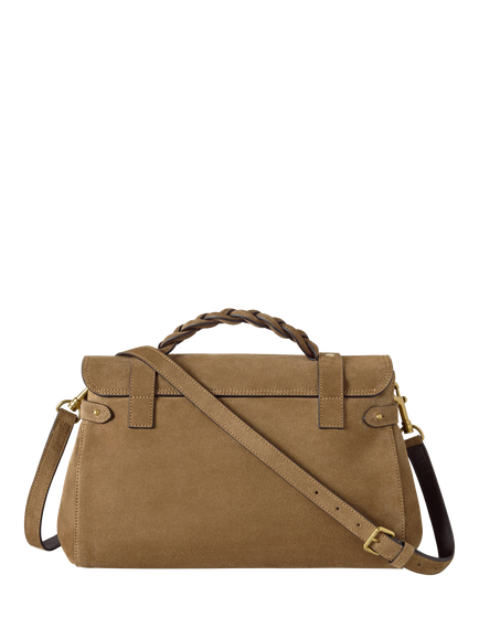Mulberry Alexa Suede Satchel Bag, Salcombe Sand - view 2, Salcombe Sand